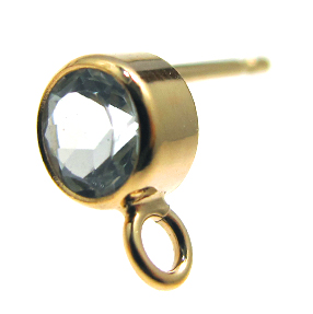 ポストピアス（カン付）【4mm・天然石ブルートパーズ＜11月誕生石＞】「14kgf（ゴールドフィルド）」（1ペア/2個）