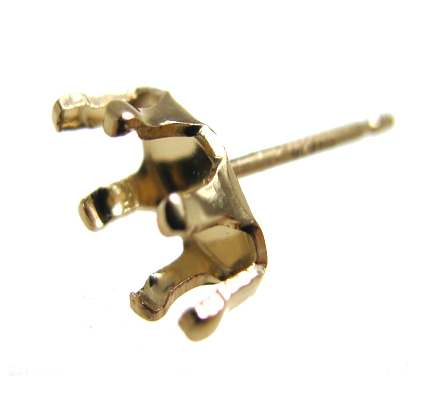 ピアス空枠・6本爪ポストピアス（マーキス8×4mm）「14kgf（ゴールド
