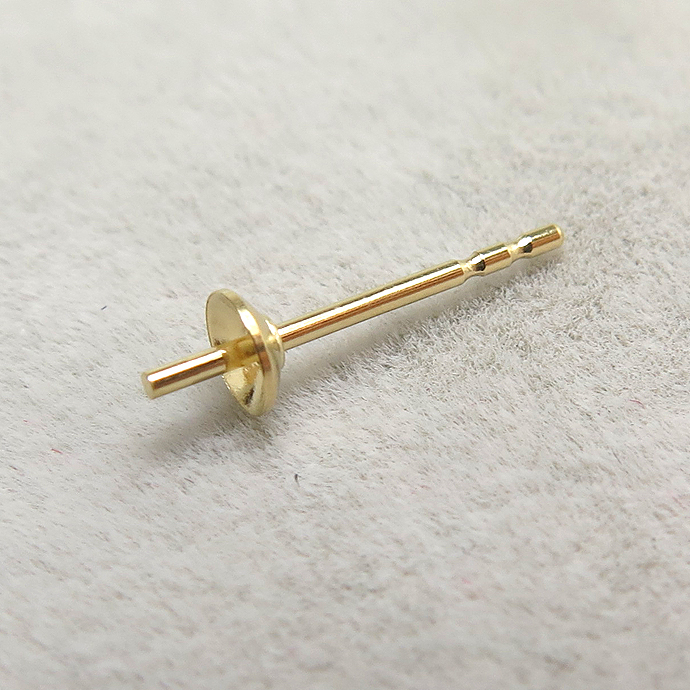 直結ピアスポスト・突き刺しタイプ（芯立・皿付）【3mm】（ストッパー溝2）「14kgf（ゴールドフィルド）」（50ペア）
