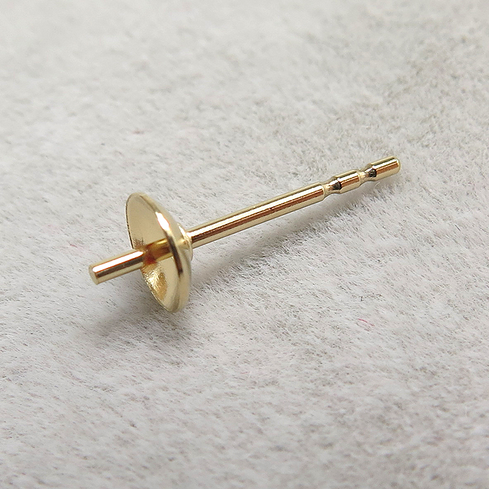 直結ピアスポスト・突き刺しタイプ（芯立・皿付）【4mm】（ストッパー溝2）「14kgf（ゴールドフィルド）」（3ペア）