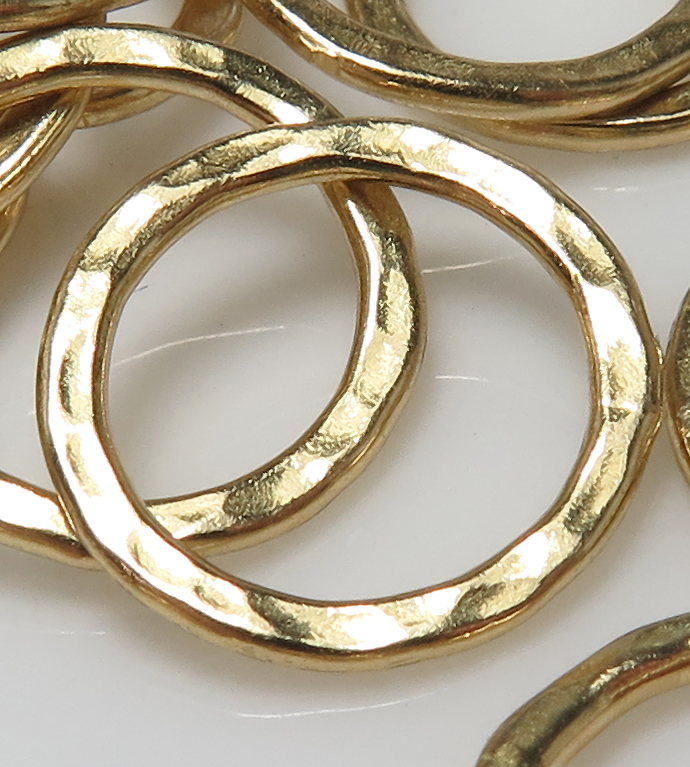 ハンマード コンポーネント ブラスパーツ （ラウンド12mm）アクセサリー（真鍮・ゴールドカラー）10個