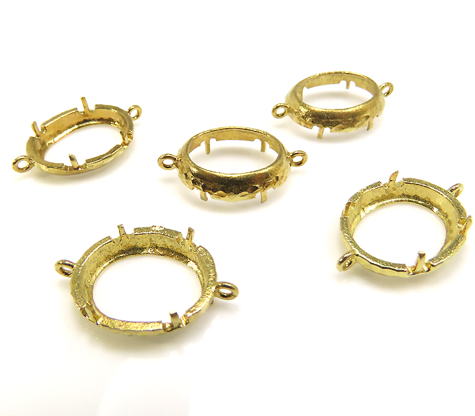 コネクター 空枠 ハンマード（オーバル 16×12mm）（真鍮ブラス・カラーゴールドカラー）10個