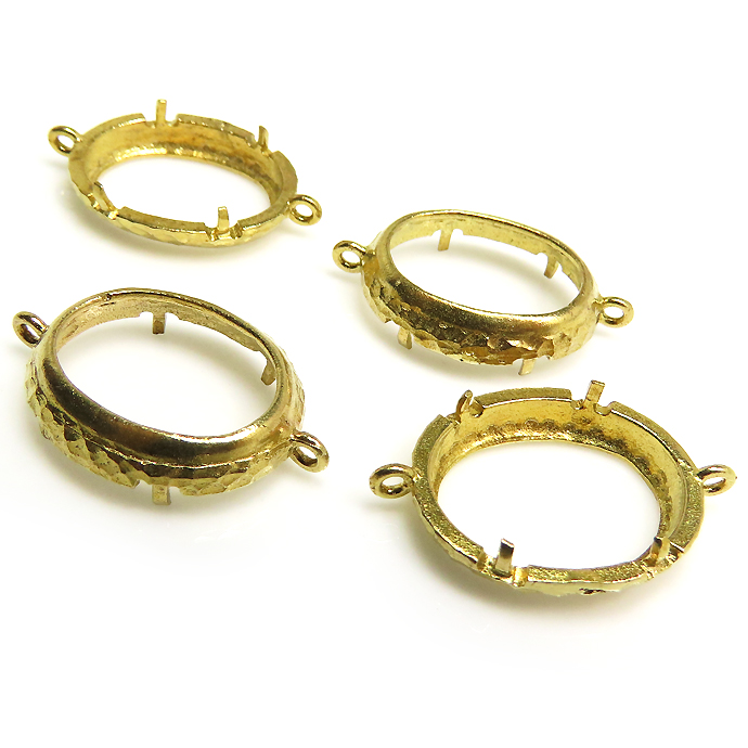 コネクター 空枠 ハンマード（オーバル 18×13mm）（真鍮ブラス・カラーゴールドカラー）4個