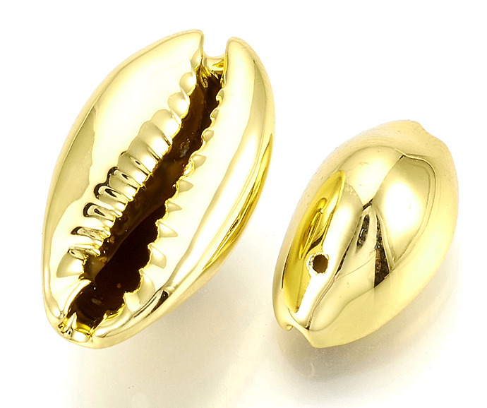 カウリシェル ゴールド メッキ 金色 貝殻 巻貝ビーズ アクセサリー（12～20mm） 15個