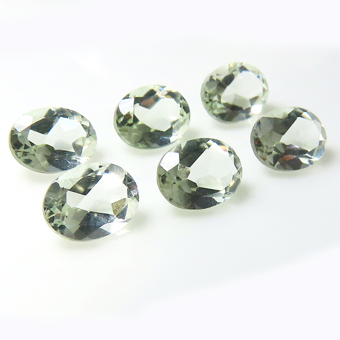 グリーンアメジスト 加熱 ブラジル産 天然石ルース オーバル【6×4mm】ファセットカット（100個）