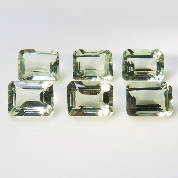 グリーンアメジスト 天然石ルース ブラジル/加熱 レクタングルカット オクタゴン【7×5mm】ファセットカット（10個）