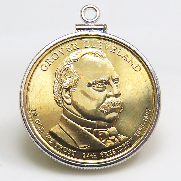 アメリカ大統領1ドル貨 グロバー・クリーブランド grover cleveland 第24代・コインペンダント・バチカン付 SV925 シルバー