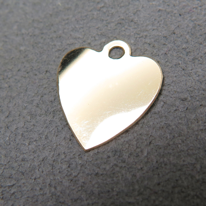 14kgfタグ/板カン（ハート）（13×14mm）ゴールドフィルド（5個）