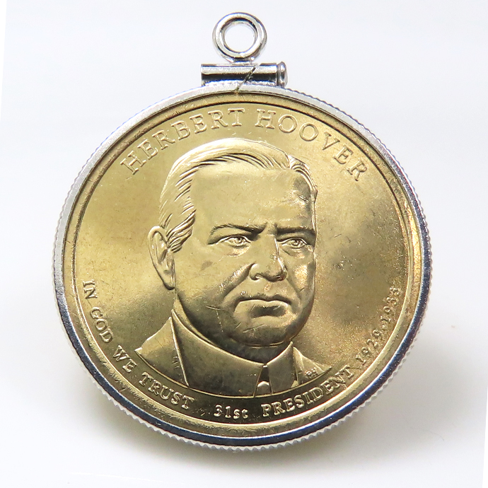 アメリカ大統領1ドル貨 ハーバート・フーヴァー Herbert Clark Hoover 第31代・コインペンダント・バチカン付 SV925 シルバー