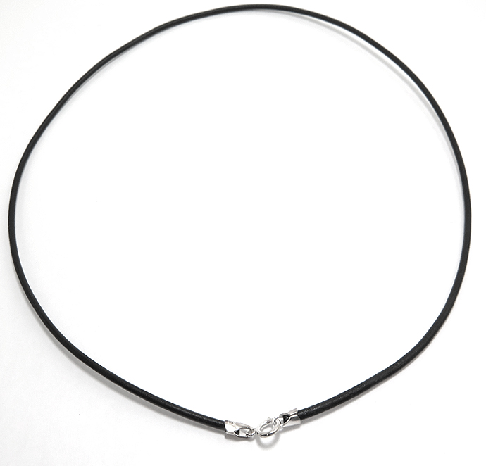 レザーネックレス45cm（引輪）【ブラック・2mm】（10本）