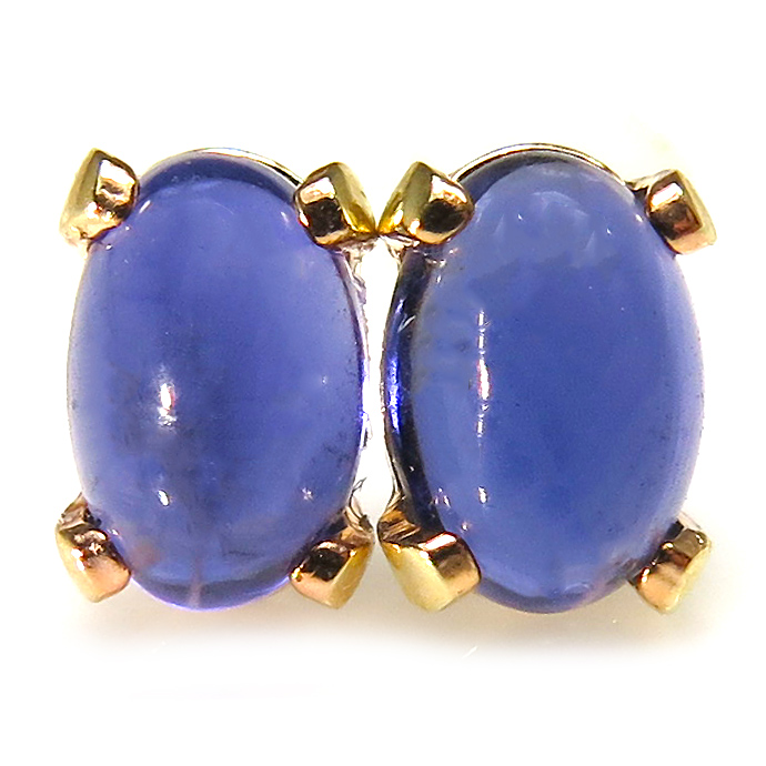 アイオライト ピアス 天然石＜3月・9月誕生石＞6×4mm オーバル カボション ゴールドフィルド