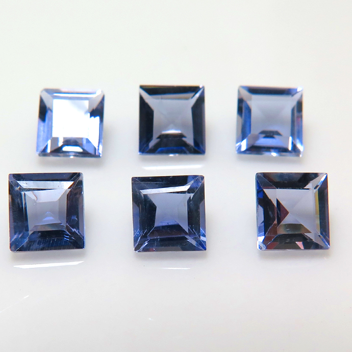天然石ルース（裸石）・アイオライト（非加熱・アフリカ）/スクエア【5×5mm】ファセットカット（10個）