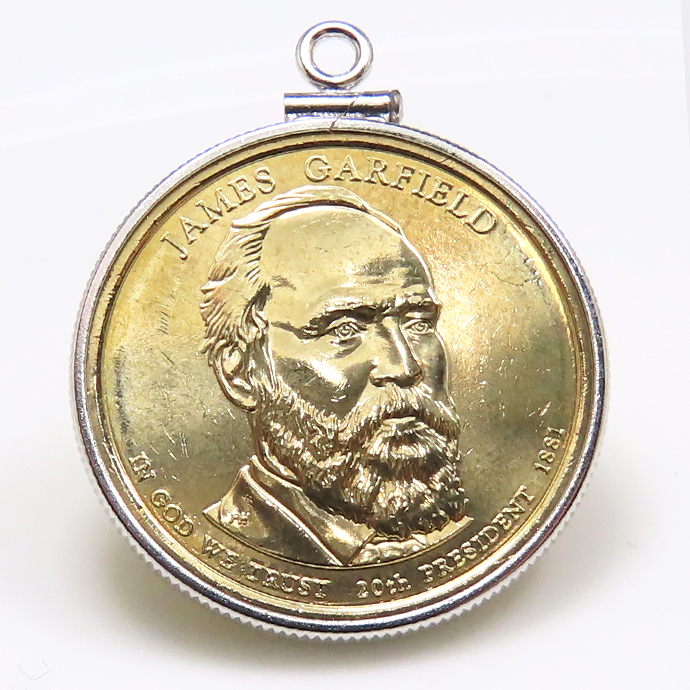 アメリカ大統領1ドル貨 ジェームズ・ガーフィールド James Abram Garfield 第20代・コインペンダント・バチカン付 SV925 シルバー
