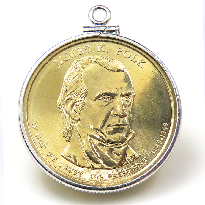 アメリカ大統領1ドル貨 ジェームズ・ポーク James K. Polk 第11代・コインペンダント・バチカン付 SV925 シルバー