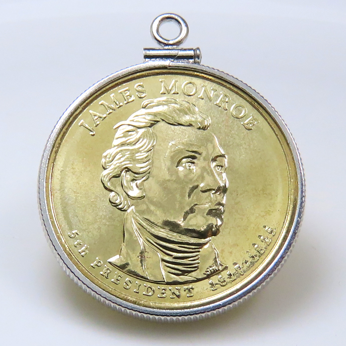 アメリカ大統領1ドル貨 ジェームズ・モンロー James Monroe 第5代・コインペンダント・バチカン付 SV925 シルバー