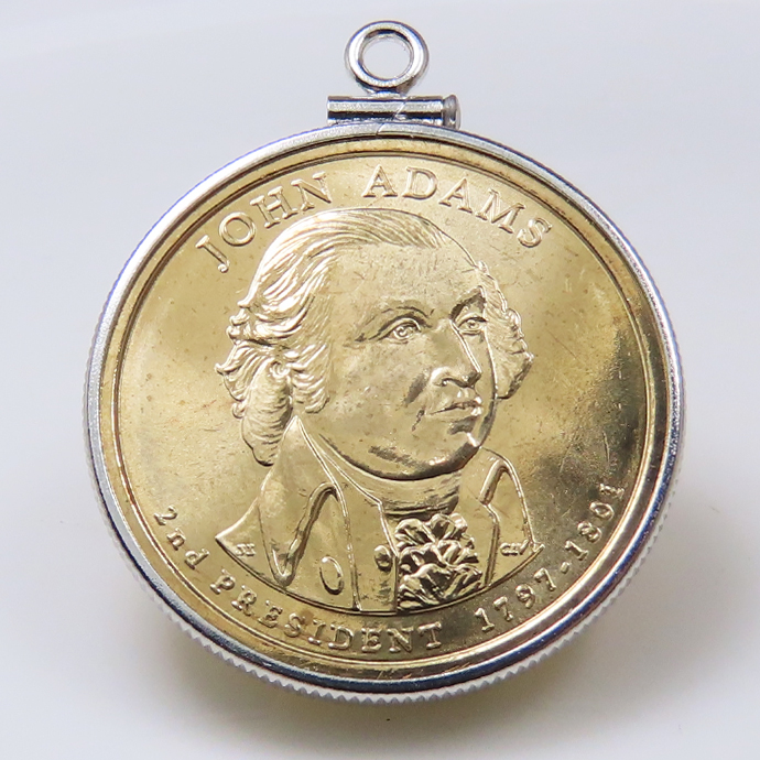 アメリカ大統領1ドル貨 ジョン・アダムズ John Adams 第2代・コインペンダント・バチカン付 SV925 シルバー