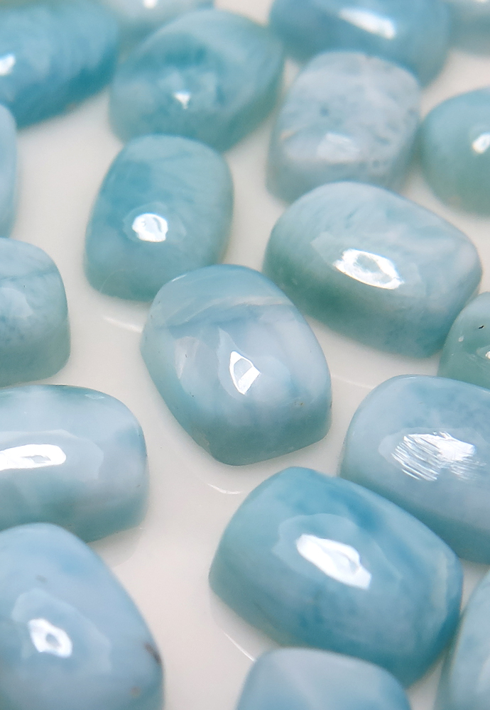 ラリマー ルース 天然石 カボション レクタングル カット【7×5mm】2個