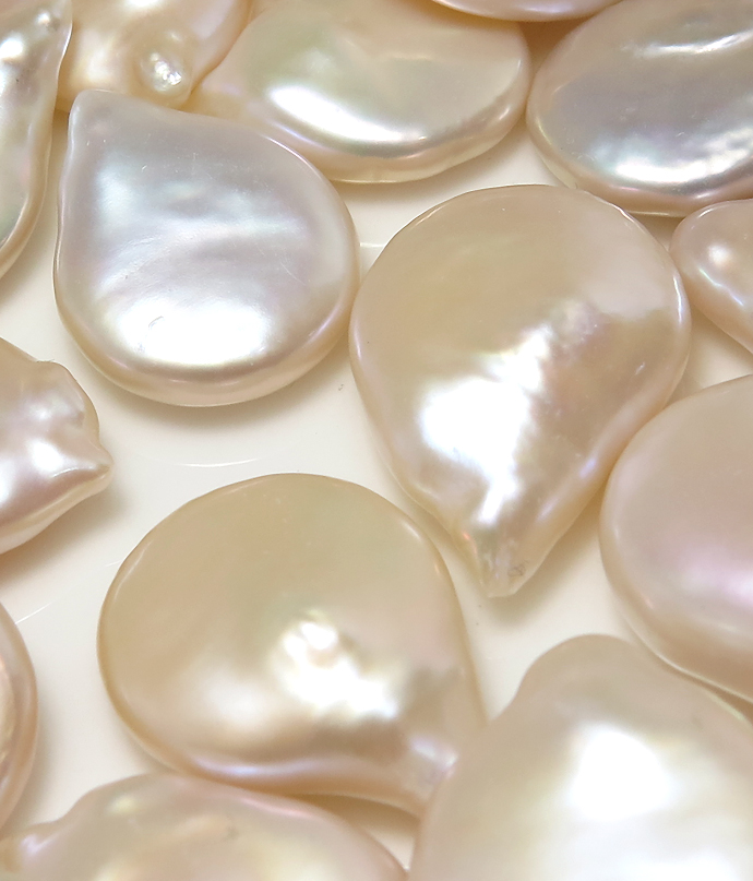 パール ドロップ 雫 しずく ルース 淡水真珠 穴無 ライトペールピンク 20×17mm前後 10個