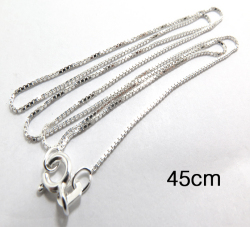 シルバー925/チェーンネックレス45cm【ダイヤカットボックスチェーン・0.65mm】（10本）