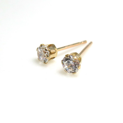 10金モアサナイトピアス【10Kスタッドピアス6本爪】合成モアッサナイトピ アス(ラウンド3mm)
