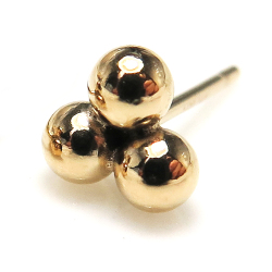 14kgf 丸玉ピアス 3ボール【3mm】ゴールドフィルド（1ペア）