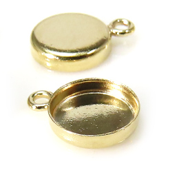ミール 皿 覆輪 カップ（ラウンド5mm）空枠 ベゼル 丸カン付「14kgf」ゴールドフィルド 3個