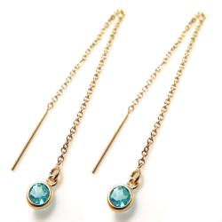 14kgfチェーンピアス（アズキ）・天然石アパタイト4mm「ゴールドフィルド」