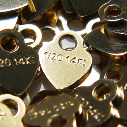 14kgfタグ/板カン（ハート 刻印）（3.5mm）ゴールドフィルド（10個）