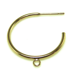 14kgfフープ ポストピアス カン付（チューブ/1.25mm）25mm「ゴールドフィルド」1個