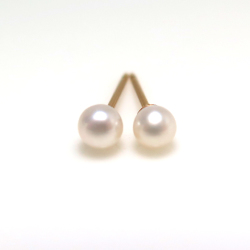 淡水パールピアス 真珠 （ホワイト系） ラウンド 4.5～5mm　14K/14金 （5ペア）