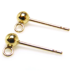 14kgf ピアス 丸玉カン付【3mm】（クローズ）ゴールドフィルド 4ペア