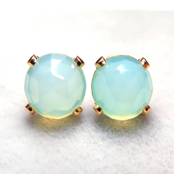 カボションピアス（ローズカット・天然石カルセドニー染 6mm