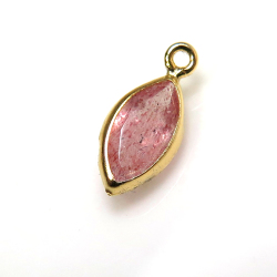 14kgfチャーム/天然石チャームストロベリークオーツ（マーキス8×4mm