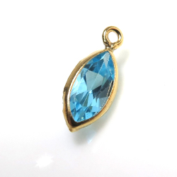 14kgfチャーム/天然石チャームスイスブルートパーズ（マーキス8×4mm