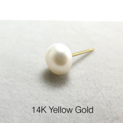 14K（14金イエローゴールド）淡水パールピアス（真珠ホワイト系）/ボタン6mm（10ペア）