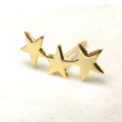 14kgfピアス（ゴールドフィルド）（3連スター）（センターポスト）（2  