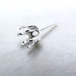 SV925パーツ/ピアス空枠・6本爪ポストピアス（ラウンド5mm）（25ペア/50個）