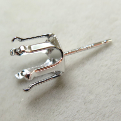 ピアス空枠・6本爪ポストピアス（ラウンド8mm）「14kgf（ホワイトゴールドフィルド）（ロジウム）」（5ペア/10個）