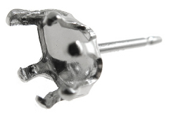 sv925シルバーピアス空枠・6本爪ポストピアス（ペアシェイプ6×4mm）（50ペア）