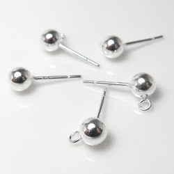 シルバーピアスパーツ/丸玉カン付き ボール 6mm （sv925）（2ペア）
