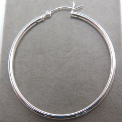 SV925シルバー/フープピアス リング（チューブ/2mm）50mm（4個）