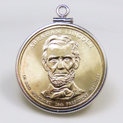 アメリカ大統領1ドル貨 エイブラハム・リンカーン Abraham Lincoln 第41代・コインペンダント・バチカン付 SV925 シルバー