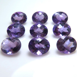 天然石ルース（裸石）・アメジスト（ブラジル）/オーバル【10×8mm】チェッカーボードカット（50個）