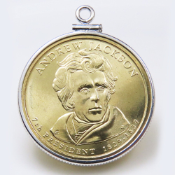 大統領1ドル貨 アンドリュー・ジャクソン Andrew Jackson 第7代アメリカ合衆国大統領・コインペンダント・バチカン付 SV925 シルバー