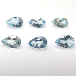 天然石ルース（裸石）アクアマリン（非加熱・ブラジル）ペアシェイプ【5×3mm】ファセットカット（25個）
