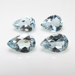 アクアマリン 天然石ルース（裸石）（ブラジル/非加熱）ペアシェイプ【8×5mm】ファセットカット（25個）