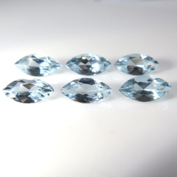 天然石ルース（裸石）アクアマリン（非加熱・ブラジル産）マーキス【8×4mm】ファセットカット（25個）