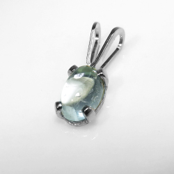 アクアマリン ペンダントトップ 天然石 ＜3月誕生石＞カボションオーバル6×4mm「シルバー SV925」（1個）