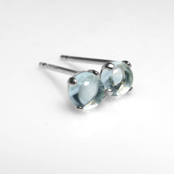 アクアマリン ピアス シルバー SV925 天然石＜3月誕生石＞ 4mm カボション（1ペア）