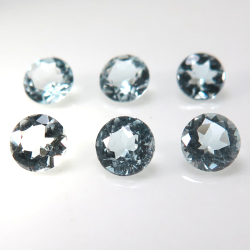 天然石ルース（裸石）アクアマリン（ブラジル/サンタマリア・デ・イタビラ鉱山/非加熱）ラウンド【2.5mm】ファセットカット（25個）